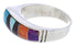 Sterling Silver Multicolor Inlay Jewelry Ring Size 6-1/4 UX36078